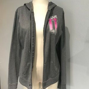 Grey Hooded Zip Up Jacket